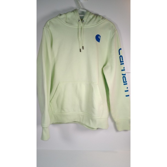 Carhartt Tops - Carhartt Women Relaxed Fit Midweight Logo Sleeve Graphic Sweatshirt Sz L Green